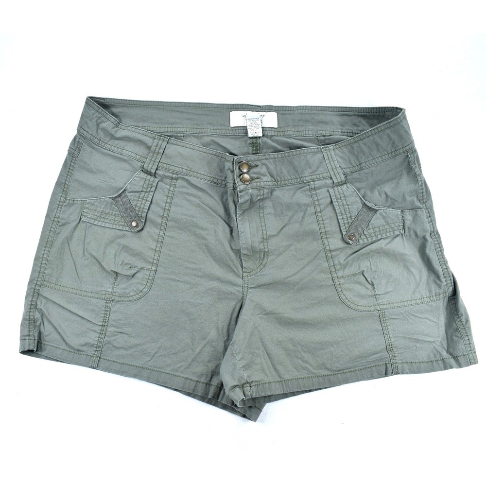 American Rag Womens Cargo Shorts Olive Green Size 18 Utility Cotton Stretch